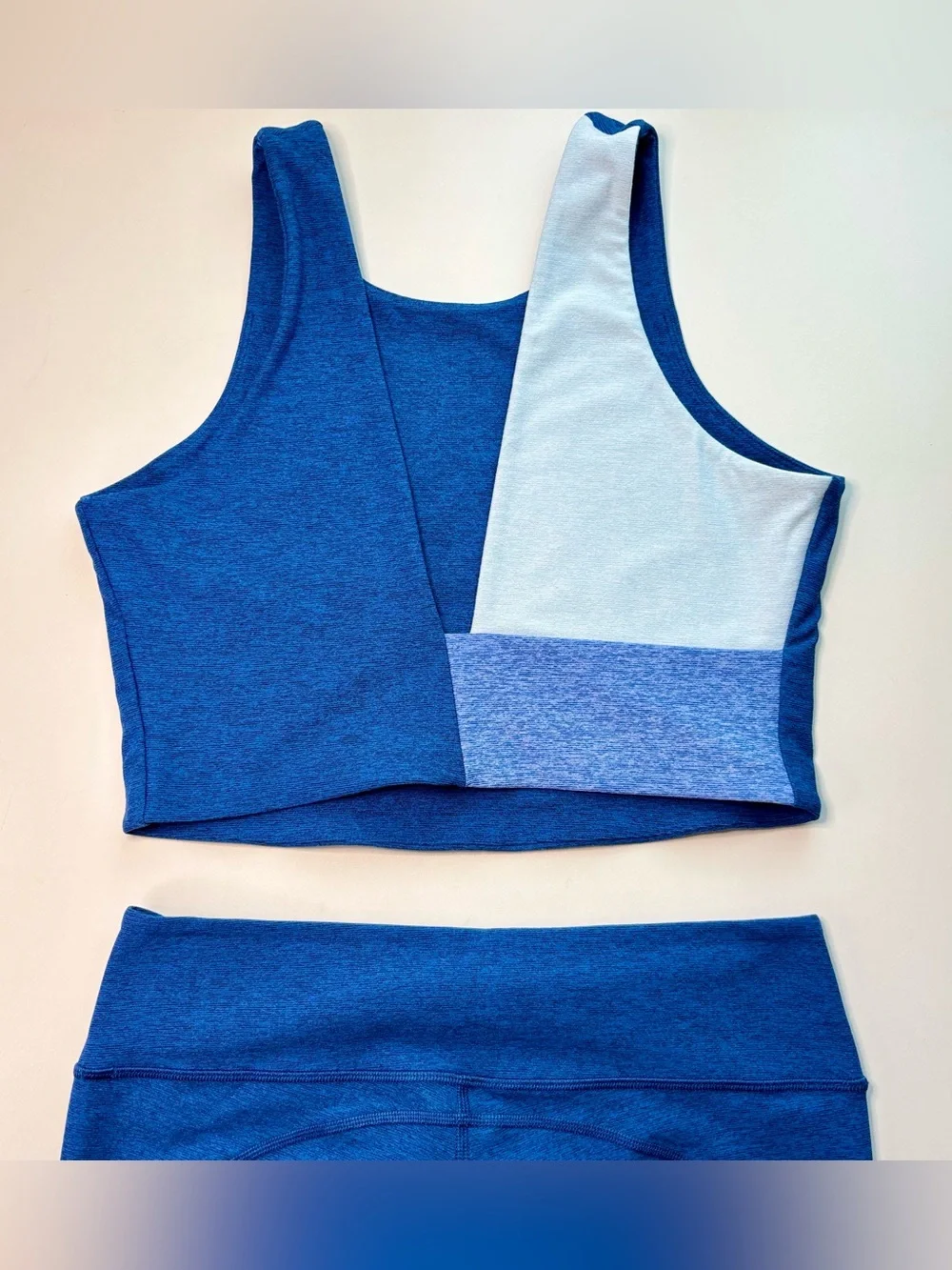 Outdoor Voices Venus Crop Top Leggings Set Blue Colorblock Medium